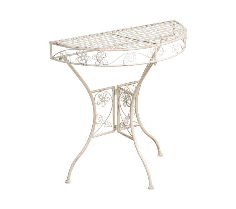 Table Bistrot Yaviza 80 Cm 36 Cm Métal Beige Clair
