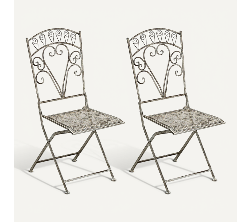 Lot De 2 Chaises De Jardin Nurra Pliant Métal Gris