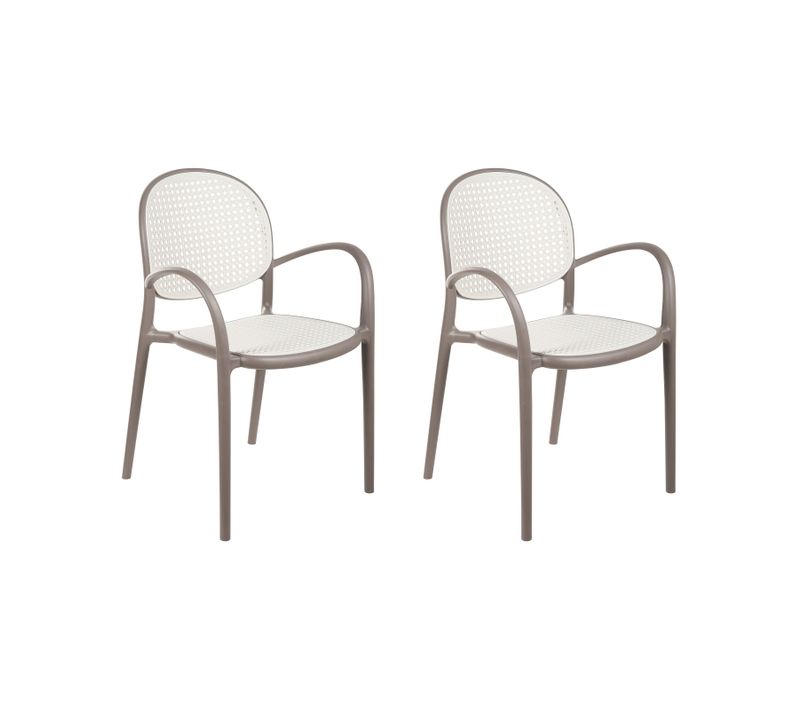 Lot De 2 Chaises De Jardin Povoletto Matière Synthétique Marron Clair