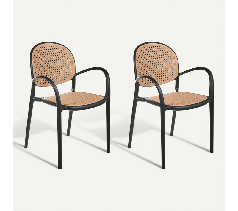 Lot De 2 Chaises De Jardin Povoletto Matière Synthétique Noir