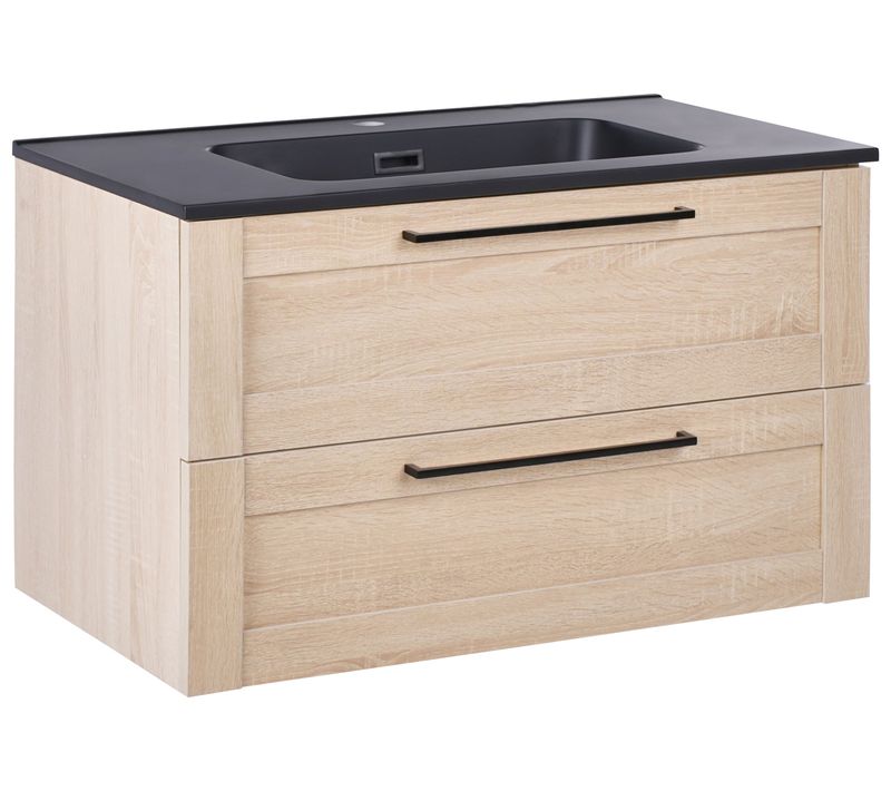 Meuble-lavabo Mural Avec Vasque Tarija 80 Cm Marron Clair