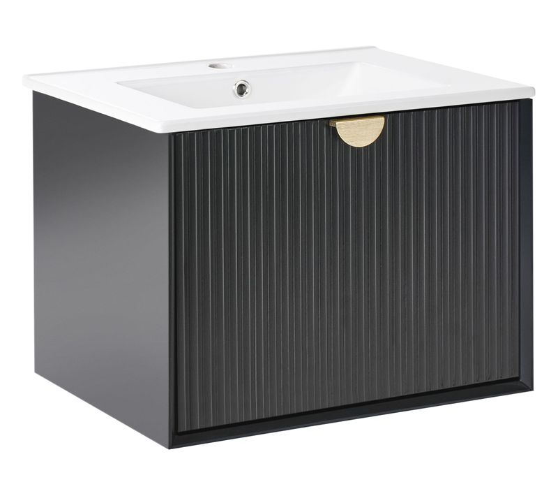 Meuble-lavabo Mural Avec Vasque Bonaire 60 Cm Noir