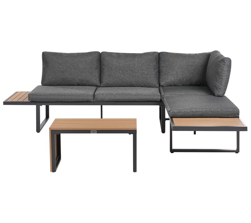 Ensemble De Canapés D'angle De Jardin 4 Places Pienza Côté Droit Marron Clair/gris