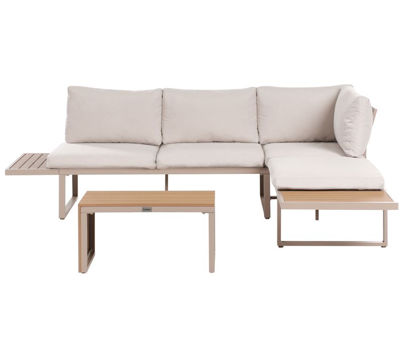 Ensemble De Canapés D'angle De Jardin 4 Places Pienza Côté Droit Marron Clair/beige