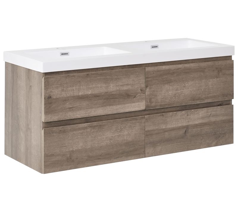 Meuble-lavabo Double à Fixation Murale Viedma 120 Cm Taupe