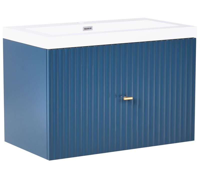 Meuble-lavabo Mural Avec Vasque Avec Poignée Dorée Lago Bleu Foncé