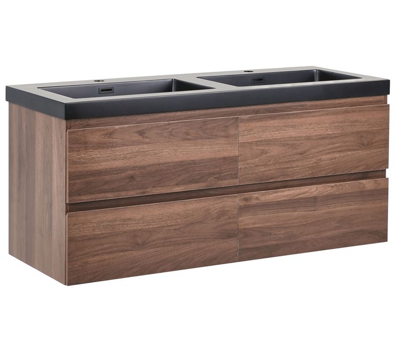 Meuble-lavabo Double à Fixation Murale Cardiel 120 Cm Marron Foncé