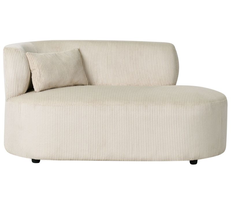 Chaise Longue Côté Gauche Vanvey Velours Côtelé Beige Clair