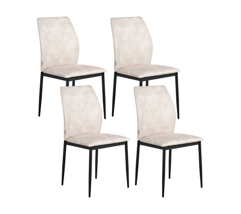 Lot De 4 Chaises De Salle à Manger Rocheport Tissu Beige Clair