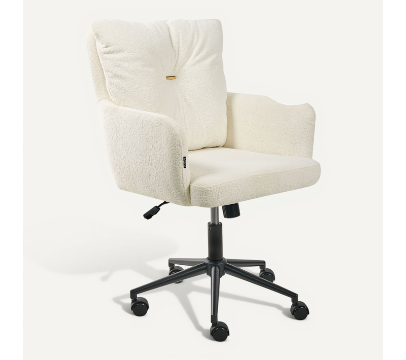 Chaise De Bureau Alpine Bouclé Blanc Cassé