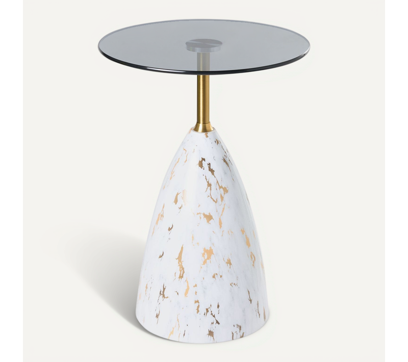 Table D'appoint Wabby Verre De Sécurité Marbre Blanc