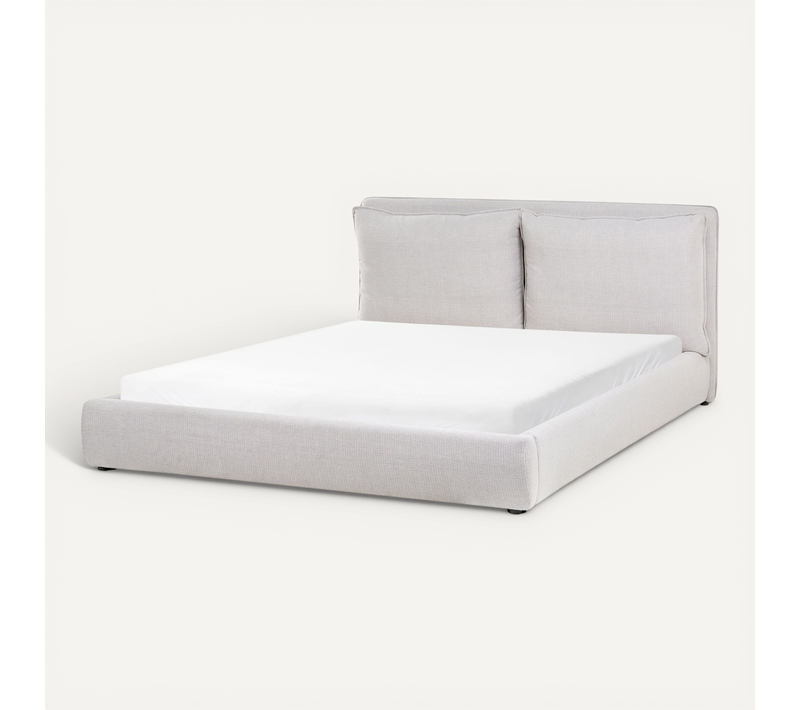 Lit Avec Sommier Tissu Bajonna 180 X 200 Cm Gris Clair