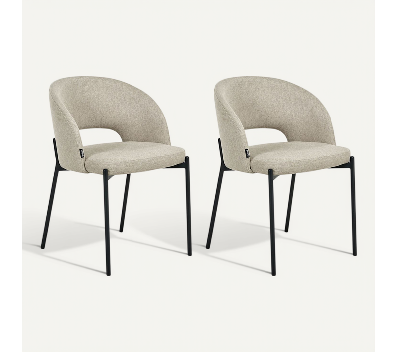 Lot De 2 Chaises De Salle À Manger Penny Tissu Taupe