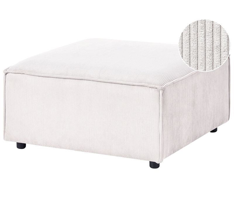 Pouf Ardal Velours Côtelé Blanc Cassé