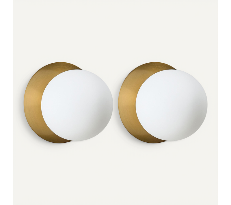 Lot De 2 Lampes Murales Bouble Métal Doré
