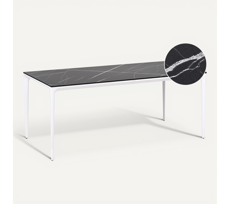 Table De Salle à Manger De Jardin Sovareto 180 Cm 90 Cm Effet Marbre Marbre Noir