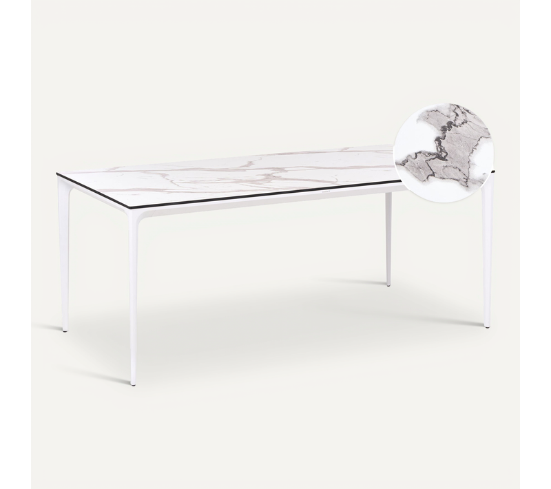 Table De Salle à Manger De Jardin Sovareto 180 Cm 90 Cm Effet Marbre Marbre Blanc