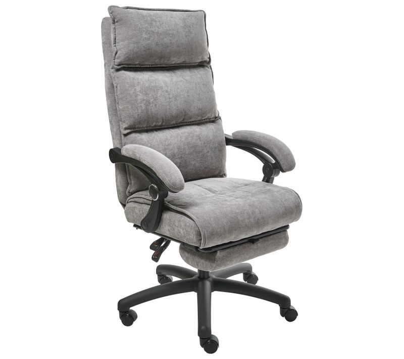 Fauteuil De Bureau Repose-pieds Inclus Eaton Tissu Chenille Gris