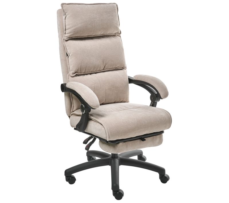 Fauteuil De Bureau Repose-pieds Inclus Eaton Tissu Chenille Beige