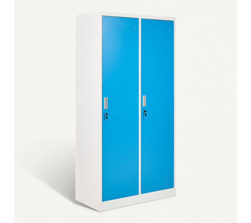 Casier Vestiaire à Double Porte Athlete Métal Blanc/bleu