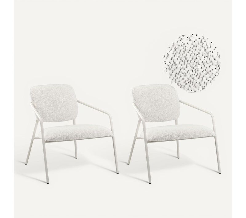 Lot De 2 Fauteuils Loa Tissu Blanc Cassé