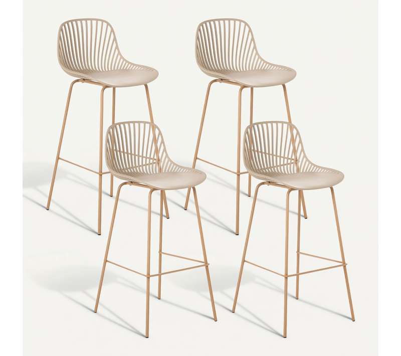 Lot De 4 Chaises De Bar Kleve Beige