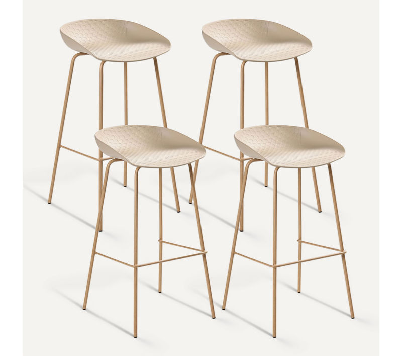 Lot De 4 Chaises De Bar Venlo Beige