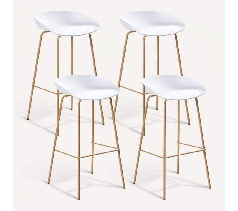 Lot De 4 Chaises De Bar Venlo Blanc