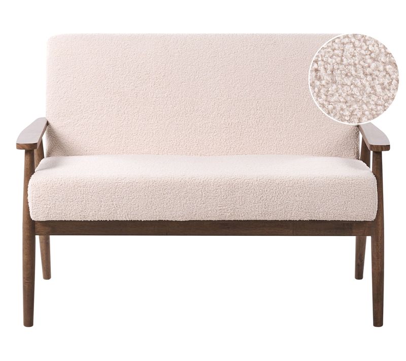 Canapé 2 Places Esrum Bouclé Marron Foncé/beige