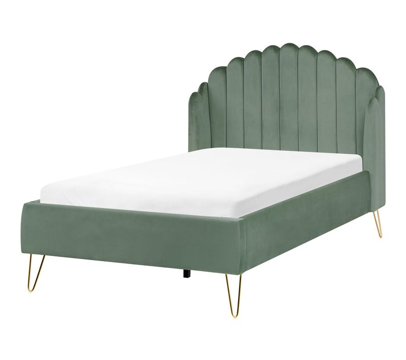 Lit Avec Sommier Velours Ambillou 120 X 200 Cm Vert