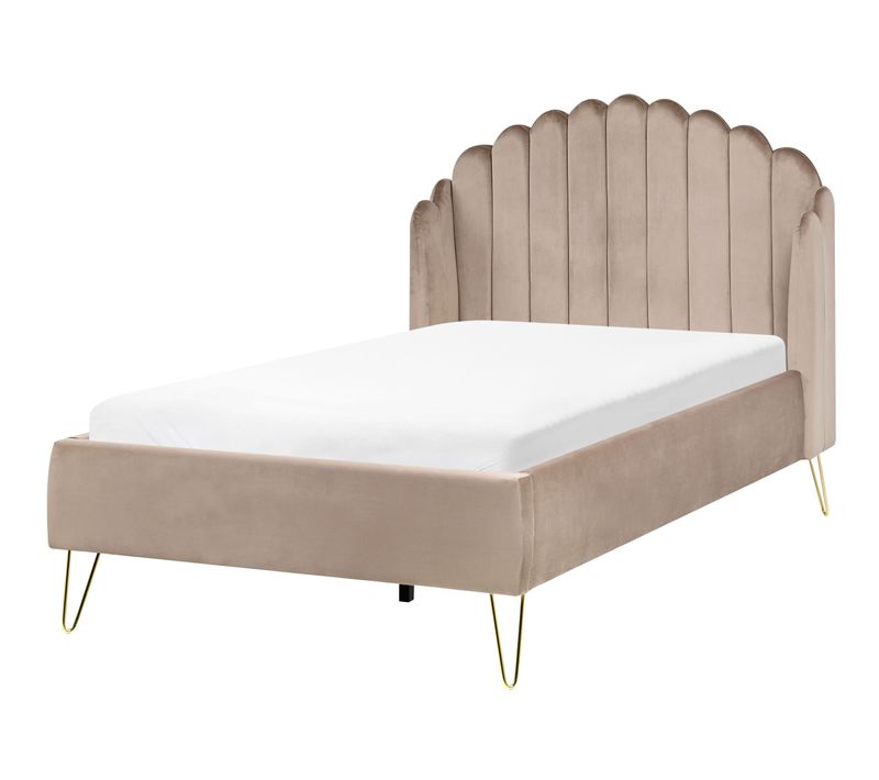 Lit Avec Sommier Velours Ambillou 120 X 200 Cm Taupe