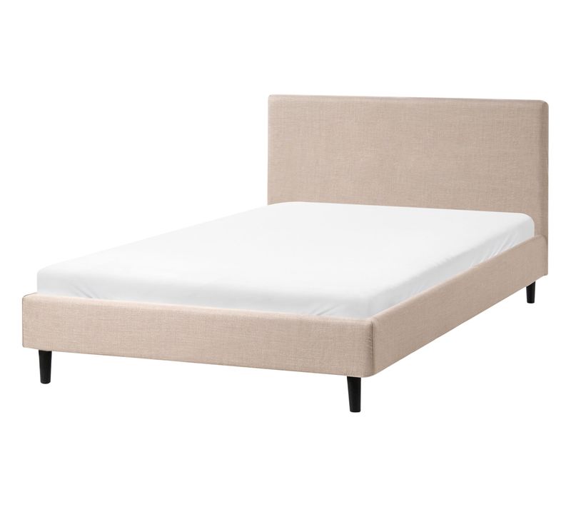 Lit Avec Sommier Tissu Fitou 120 X 200 Cm Beige