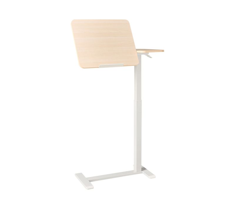 Bureau Réglable Manuellement En Hauteur Pour Ordinateur Portable Marron Clair/blanc 40 x 70 cm