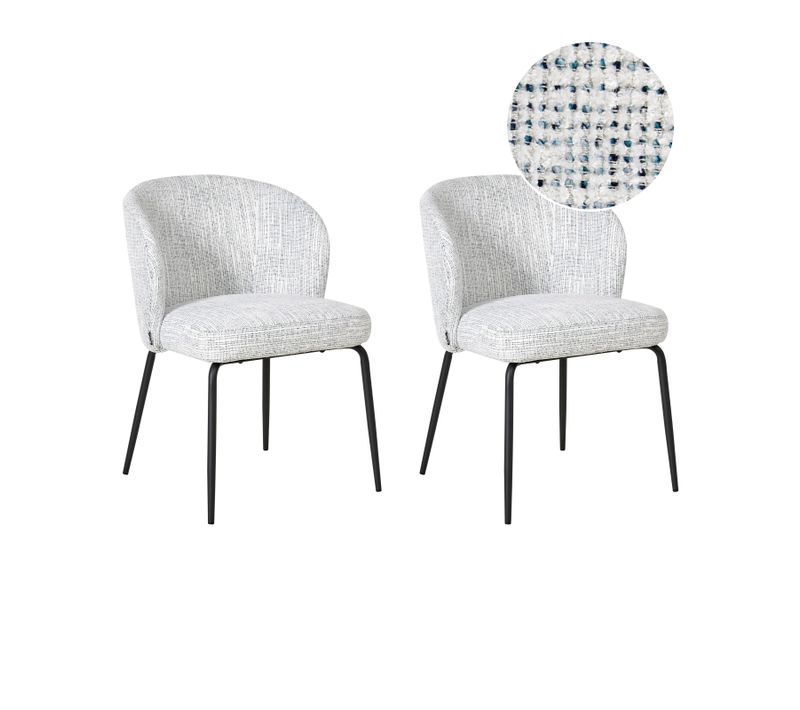 Lot De 2 Chaises De Salle à Manger Zana Tissu Blanc/bleu