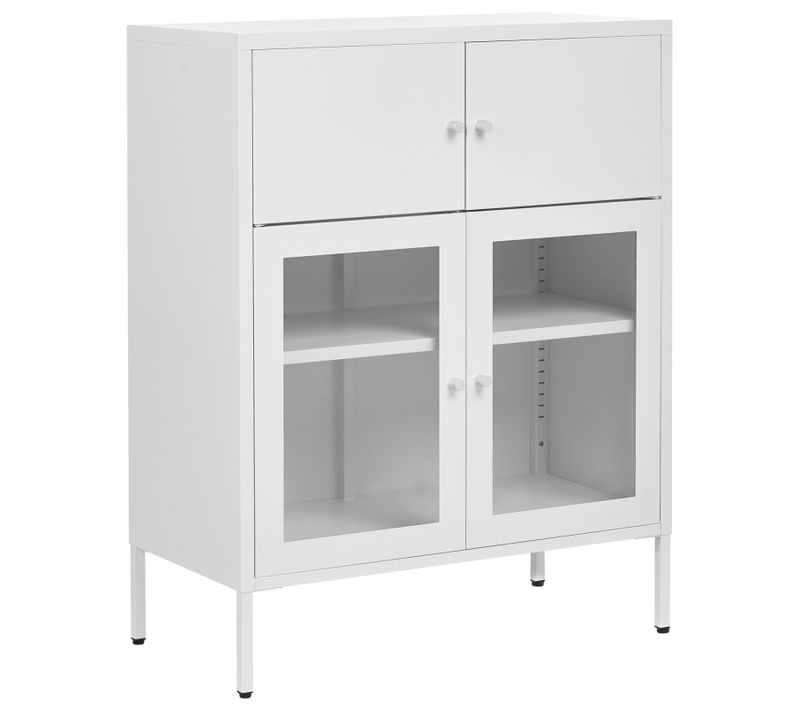 Buffet Avec Vitrine En Verre Esholt Métal 80 Cm Blanc