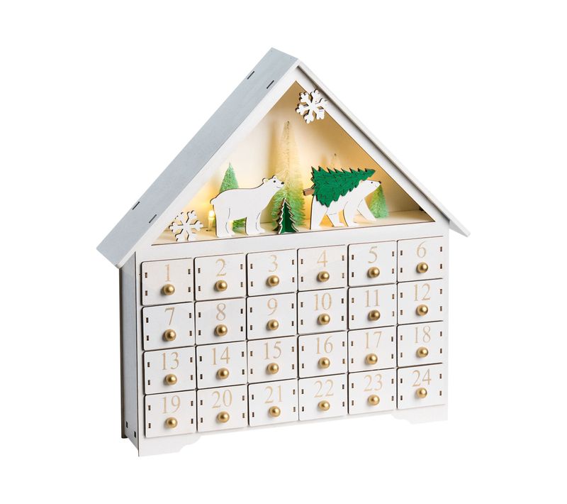 Décoration De Noël LED Mjosa Calendrier De L'avent 33 Cm Blanc