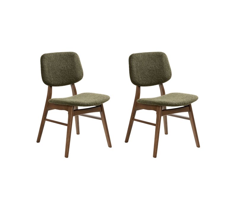 Lot De 2 Chaises De Salle à Manger Elaine Bois Marron Foncé/vert