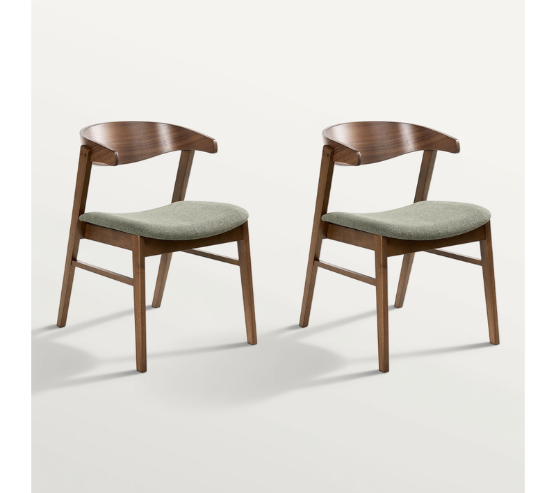 Lot De 2 Chaises De Salle à Manger Lilly Tissu Vert Foncé/marron