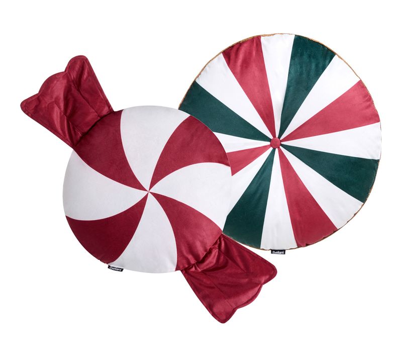 Lot De 2 Coussins Décoratifs Twirl Treats Velours 55 X 55 Cm 40 X 40 Cm Multicolore Motif De Noël