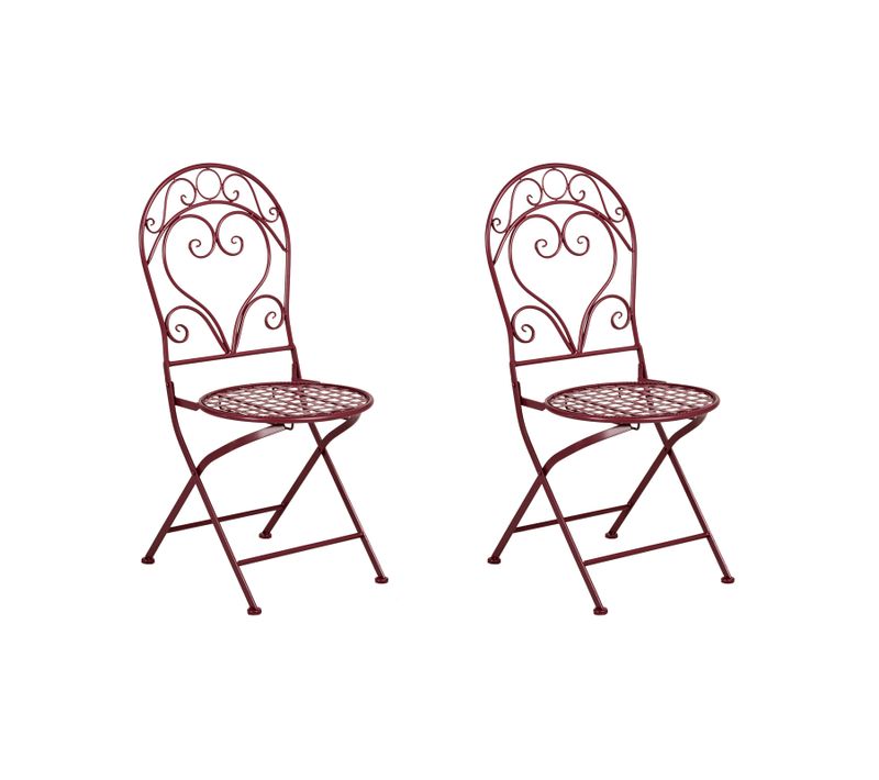 Lot De 2 Chaises De Jardin Albinia Métal Rouge Bordeaux
