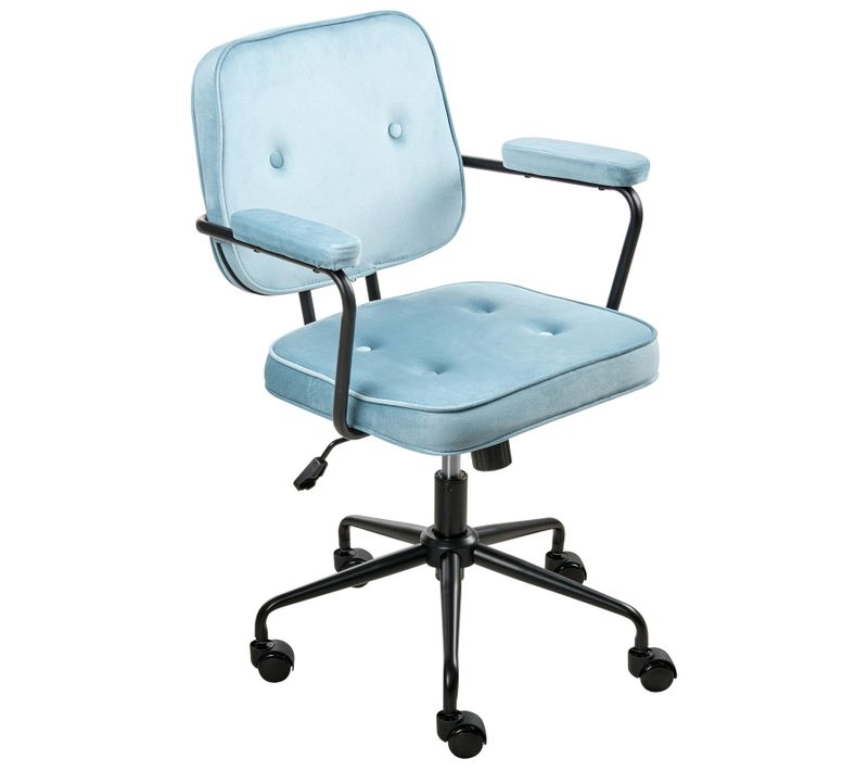 Chaise De Bureau Pawnee Velours Bleu Clair