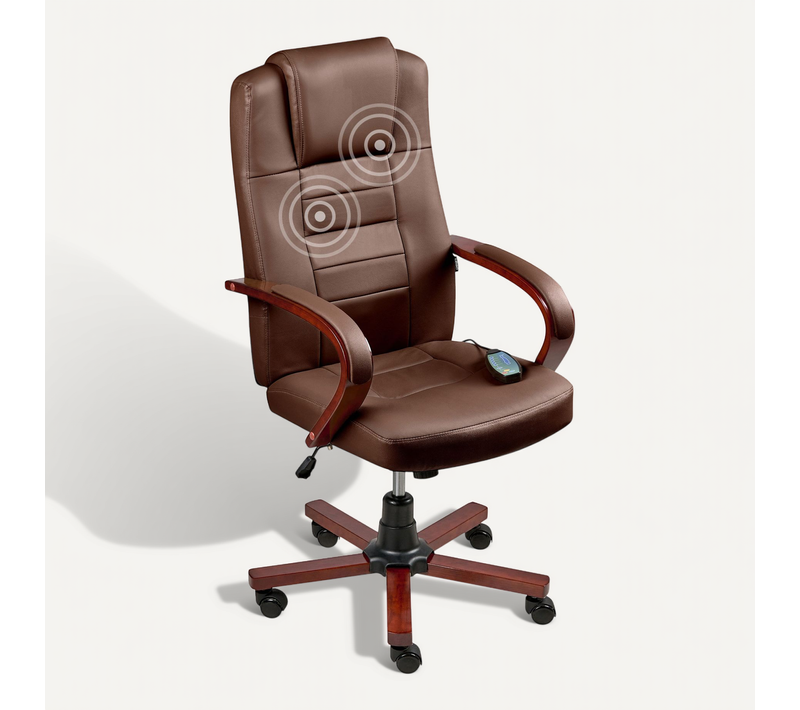 Fauteuil Massant Diamond Avec Fonction Chauffante Cuir Marron Foncé