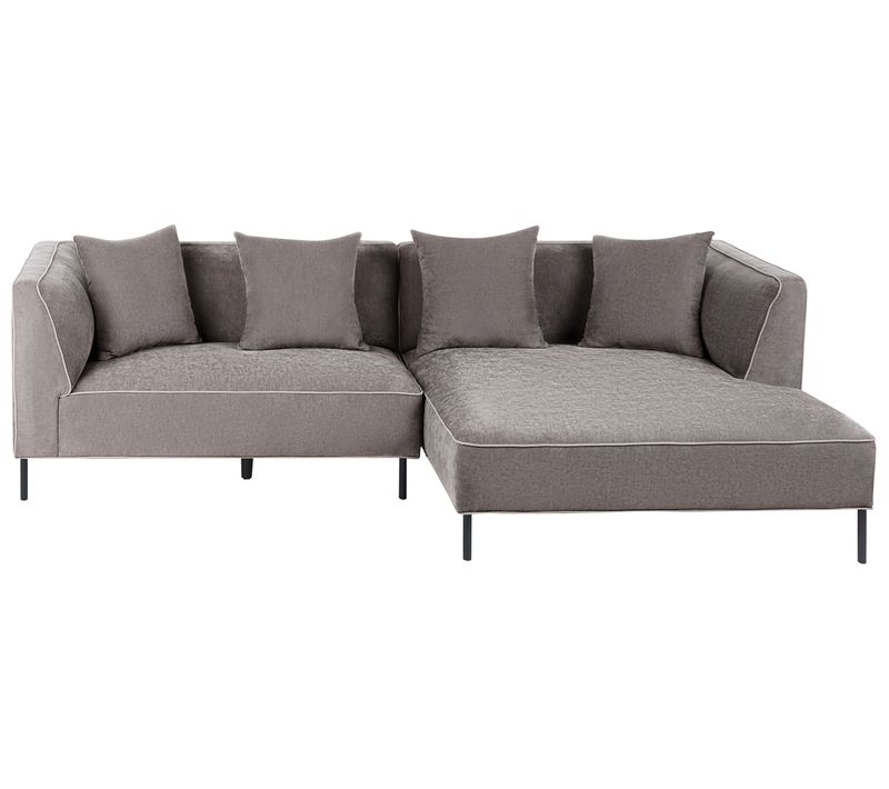 Canapé D'angle 3 Places Sater Tissu Chenille Taupe Côté Gauche