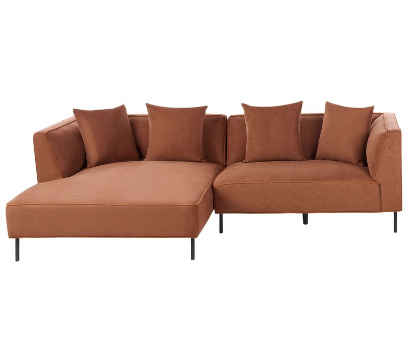 Canapé D'angle 3 Places Sater Tissu Marron Côté Droit