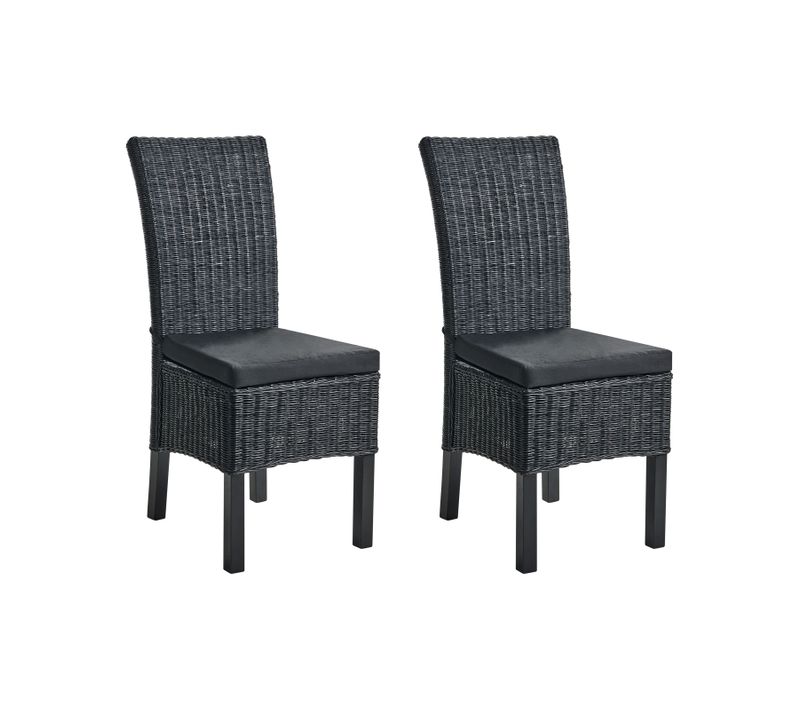 Lot De 2 Chaises De Salle à Manger Andes Rotin Noir