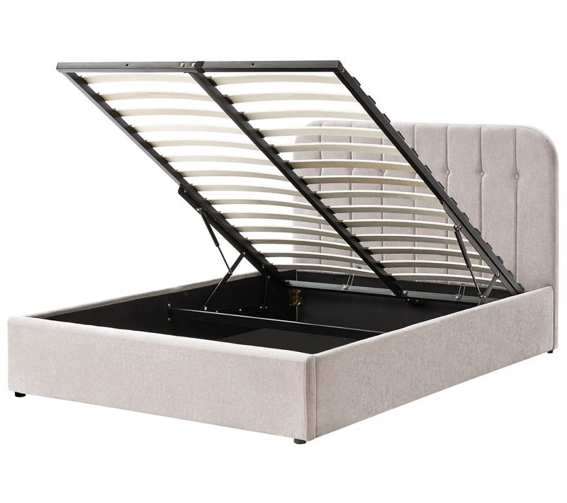 Lit Ottoman Tissu Chenille Challans 140 X 200 Cm Taupe