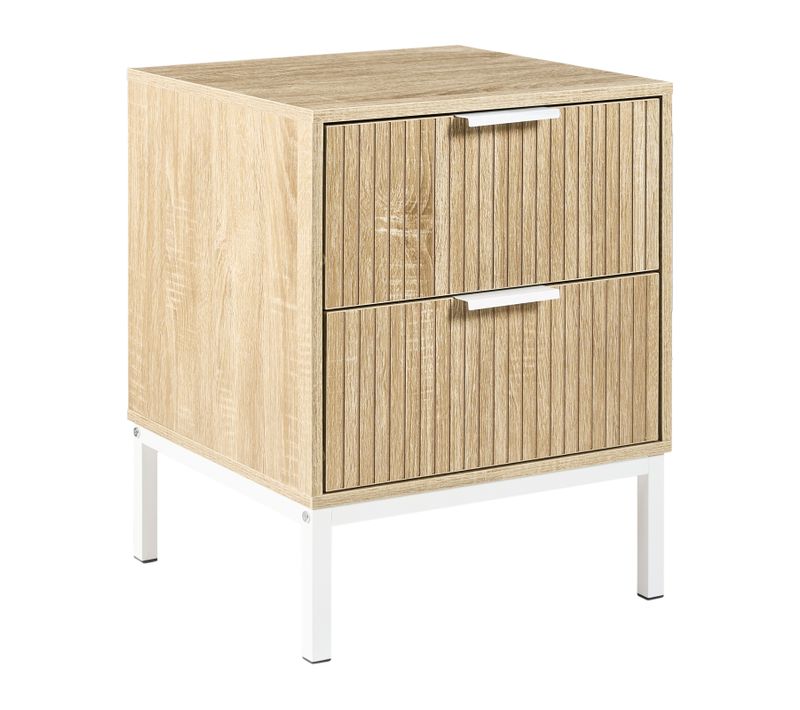 Table De Nuit à 2 Tiroirs Royalla Marron Clair