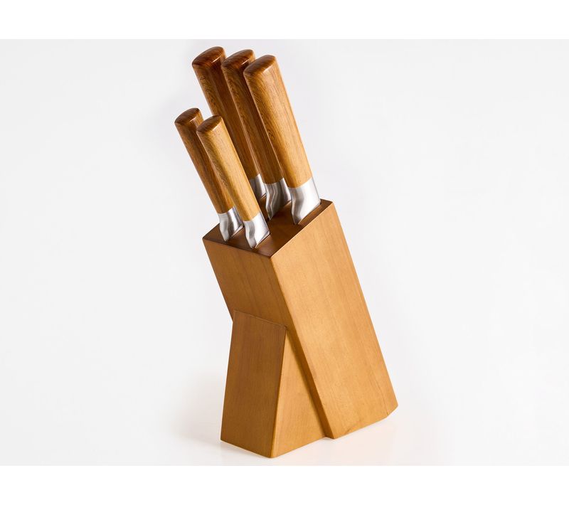 Lot De 5 Couteaux Dans Un Bloc Tochigi Marron