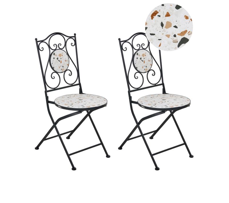 Lot De 2 Chaises De Jardin Artena Pliant Métal Noir