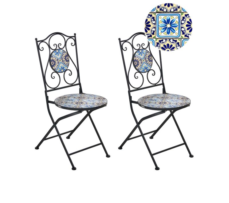 Lot De 2 Chaises De Jardin Aggius Pliant Métal Noir